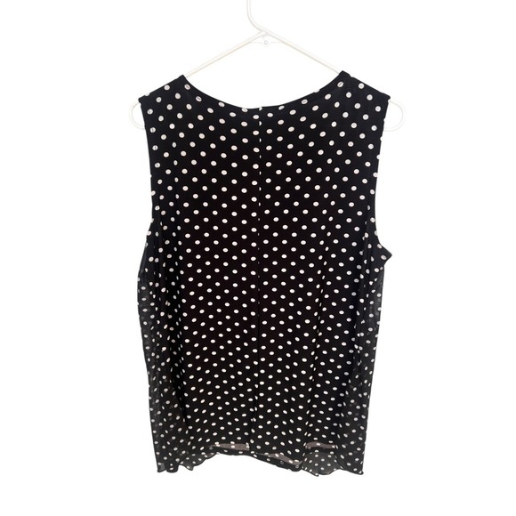 Susan Lawrence Womens Black White Polka Dot Sleeveless V-Neck Layered Blouse XL - Picture 4 of 7